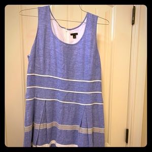 Linen blue/white sleeveless dress